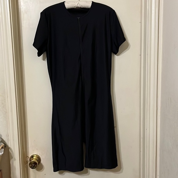 Black one piece shorts/top combo with zipper. - Picture 1 of 2